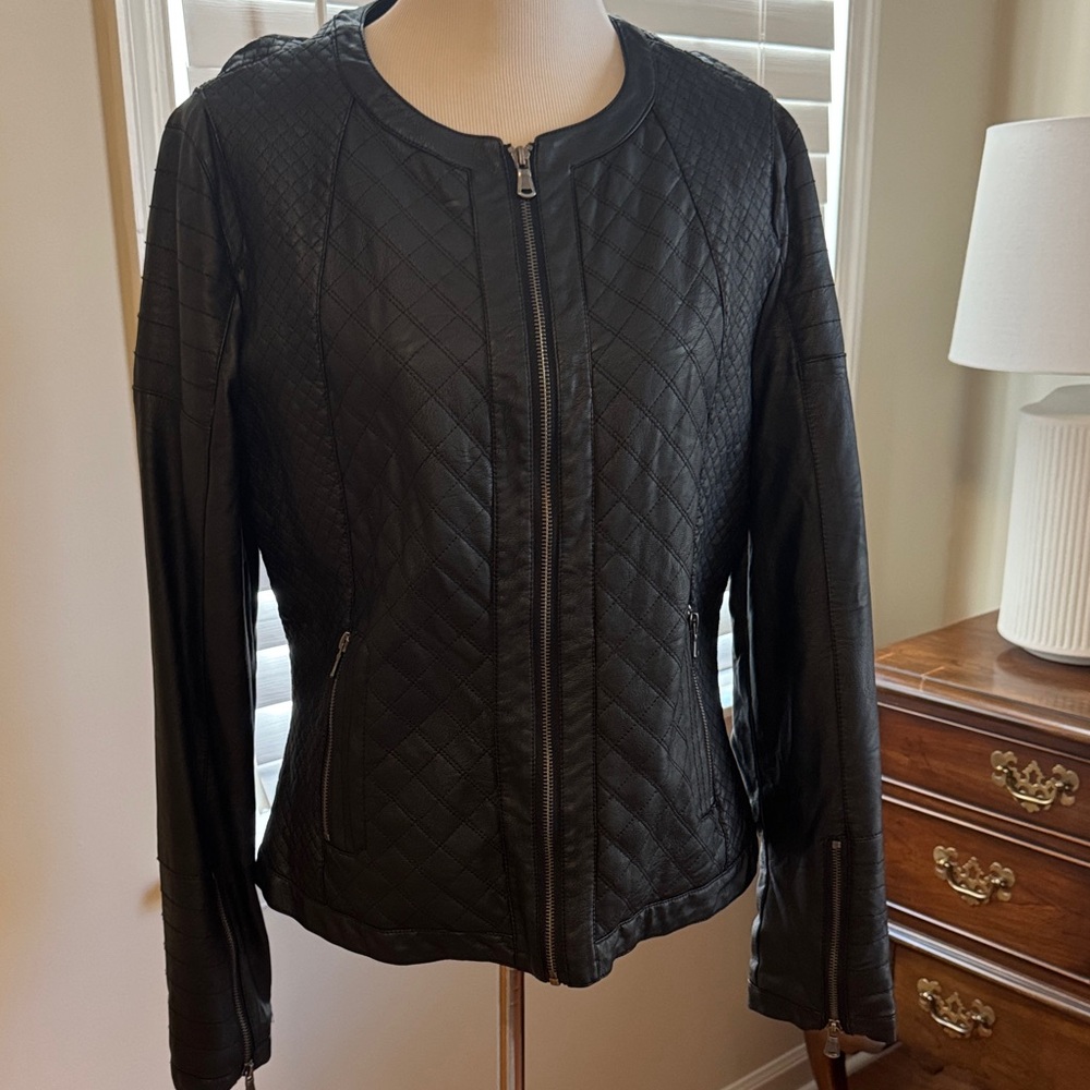 Harve Benard Black Quilted Leather Jacket